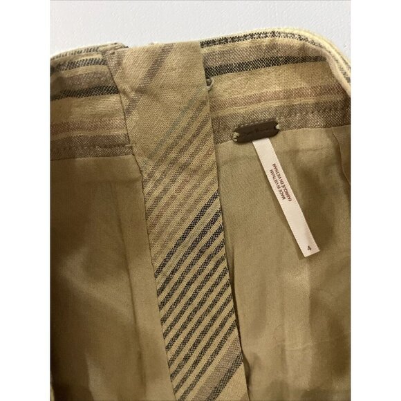 Free People Yours Truly Womens Linen Mini Skirt Size 4 Chevron Stripe Boho Retro - Picture 5 of 7
